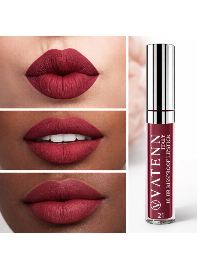 VATENN ITALY 18 Hr Kissproof Lipstick 21 Matte liquid lipstick, Lead-Free ,No Dry Feel, Weightless Feel, Vinyl Ink Kissproof /Lip Lingerie Transfer-Proof, All Day Wear. - Image 3